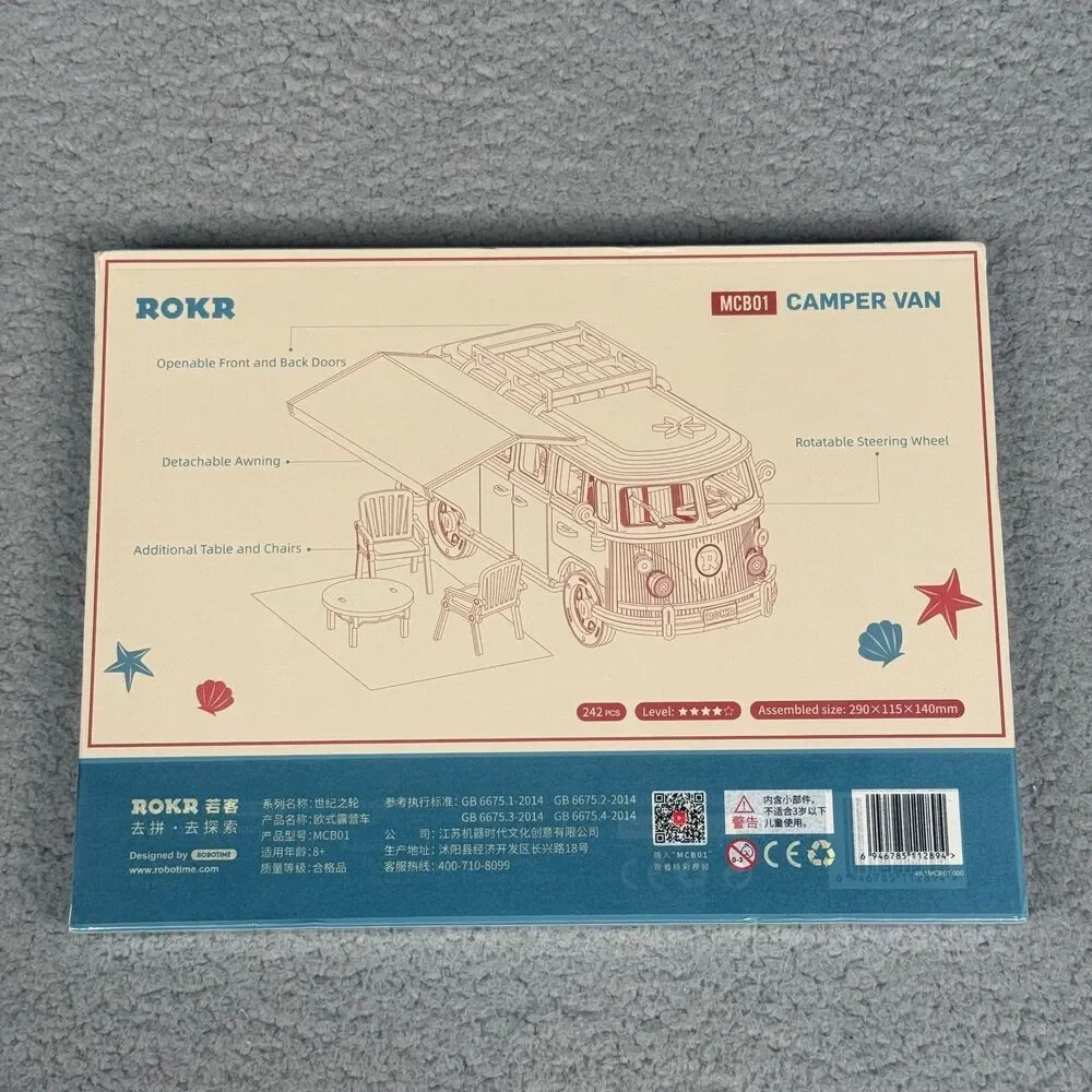 ROKR Camper‎ Van MCB01 Model 1:14 Scale Vehicle Wooden Art Puzzle Kit New Sealed